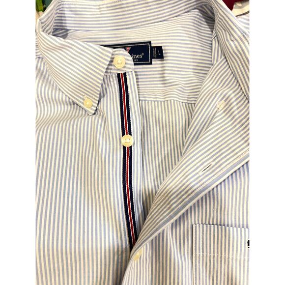 Vineyard Vines Mens Long Sleeve Blue Pinstripe Button Down Shirt Stretch Large - Picture 4 of 9